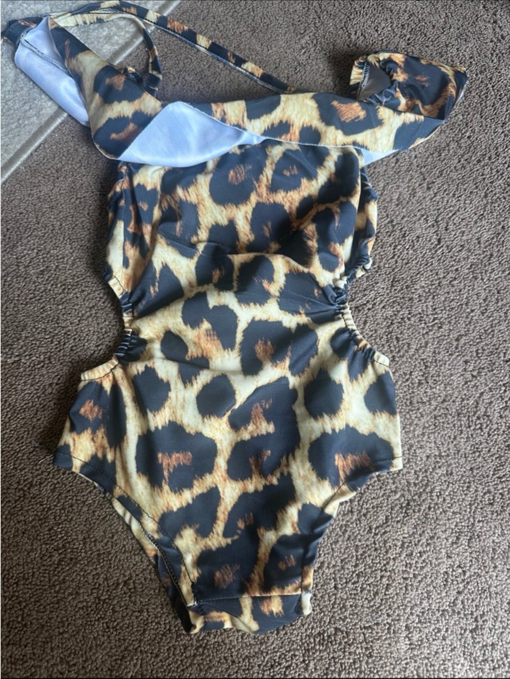 Leopard Print One-Piece Swimsuit for Kids - Yellow/Black - Picture 4 of 4